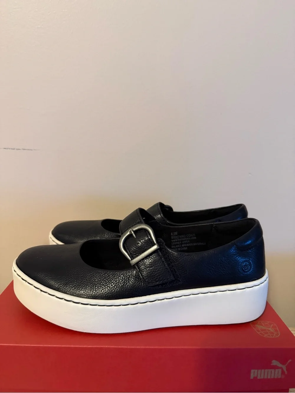 Born Black Mary Jane Strap Shoes with Buckle